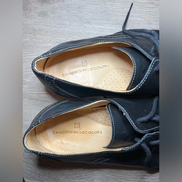 Sandro Moscoloni - Leather Derby Oxfords Black Brogue - Picture 2 of 9